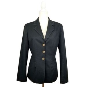 Anne Klein black 3 buttons pockets classic style lined blazer women's size 6